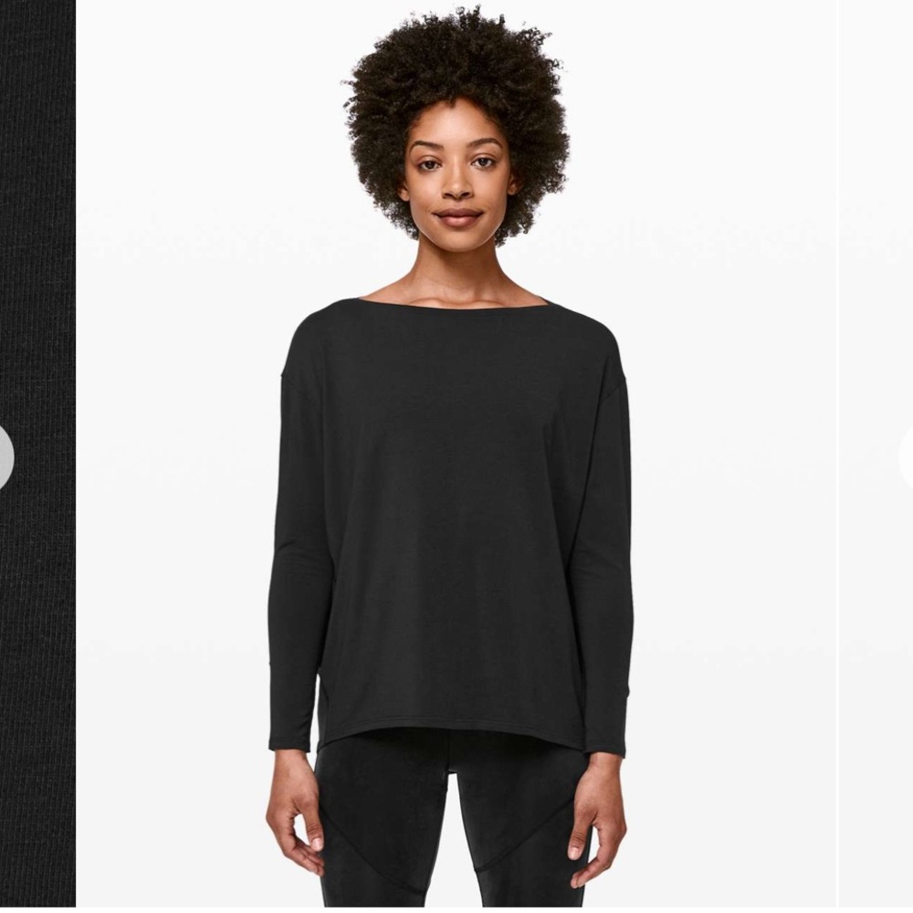 lululemon athletica Black Long Sleeve Boatneck Top